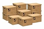 Q-Connect Archive Storage Boxes with Lids, 10 Pack 335x400x250mm Cardboard Boxes Brown