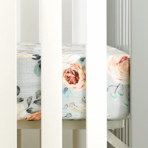 Image of GRSSDER Soft Muslin Crib Sheet 1 Pack, 100% Cotton Crib Sheets for Boys and Girls, Fit Standard Crib Mattresses 52 inch x 28 inch Safe and Snug, Stylish Butterfly Print