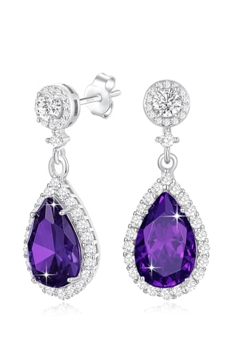 Diamond Dangle Stud Earrings for Women 925 Sterling Silver Post,Teardrop