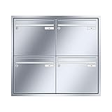 RENZ/Eckrahmen / 4er Unterputz-Briefkastenanlage Einbau-Briefkasten / V4A-Edelstahl/Volumen 17 L/Dein-Briefkasten.de