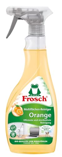 Frosch Orange Multi-Surface Cleaner for Streak-free Shine and Powerful Cleanliness for All Smooth Surfaces, Spray Bottle, Pack o