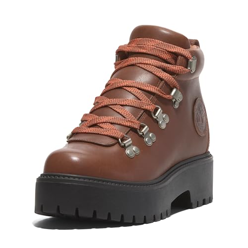 Timberland Women's Stone Street Mid Lace Up Platform Hiker Boot, Rust Full Grain, 8 Medium