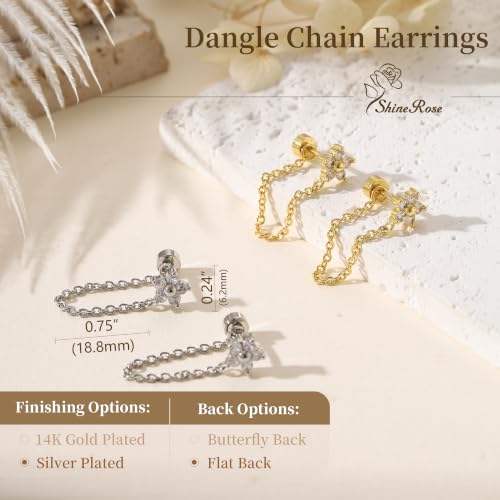 Helix Cartilage Piercing Jewelry Dangle Earrings Flatback Flower Stud Chain by ShineRose - Used condition - Image 4