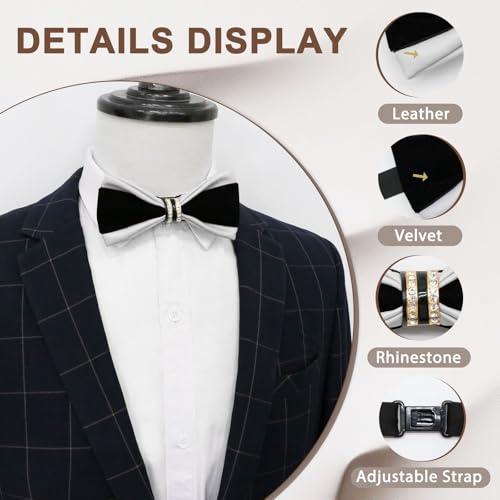 Image of Men's PU Velvet Rhinestone Bow Tie for Wedding