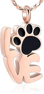 Imrsanl Paw Print Cremation Jewelry for Ashes Pendant Pet Urn Necklace Memorial Keepsake