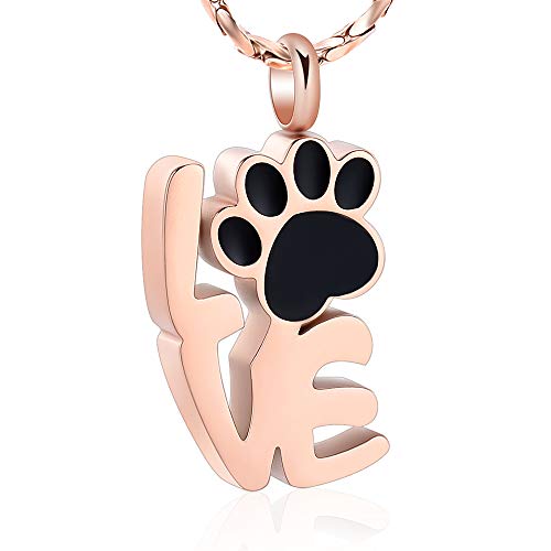 Imrsanl Paw Print Cremation Jewelry for Ashes Pendant Pet Urn Necklace Memorial Keepsake