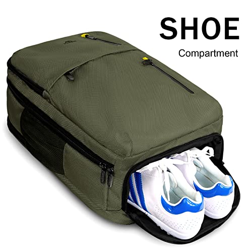 Matein Carry On Backpack, Extra Large 40L Travel Backpacks Airplane Approved Weekender Bag For Men And Women, Water Resistant Overnight Luggage Daypack Business Suitcase Anti-Theft Duffel Bag, Green #TOP2