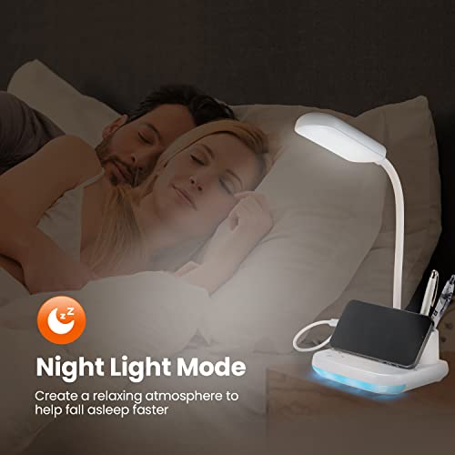 Back To School Led Rechargeable Desk Lamp, Celyst 5-In-1 Small Desk Lamp With Usb Charging Port, Pen Holder, Night Light, Portable Desk Light For Home Office Student Children Kids College Dorm (White) #TOP5