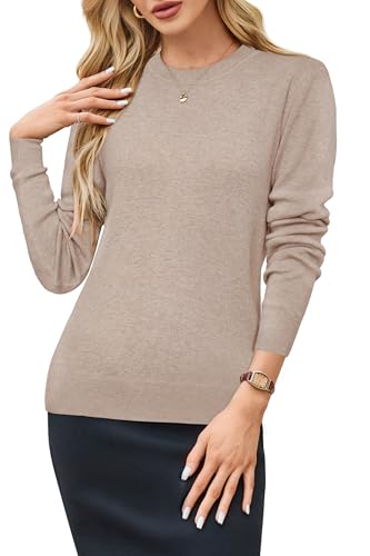 Image of Arach&Cloz Women's Wool Blend Classic Crew Neck Casual Fall Sweaters
