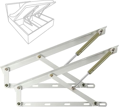 Dfghnbvc White Hydraulic Bed Lift Mechanism, Heavy-Duty Gas Strut Support For Bed Box Spring Hinges, Safety Pneumatic Lid Stay For Toy Box And Chest,-120Cm/3.9Ft