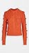 pushBUTTON Women's Pom Pom Cable Knit Sweater, Orange, Small