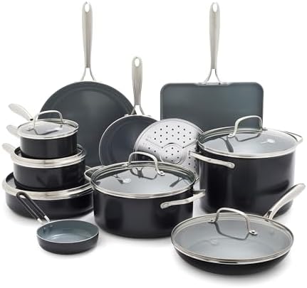 GreenPan 17 Piece Nonstick Swift Cookware Set, Ceramic PFAS-Free ...