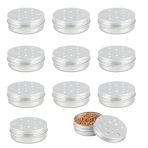 CeoxThao 10 Piezas 60 ML Latas de Aluminio para Aroma Canino con Ventilación, Latas Metal para Entrenamiento Olfativo, Entrenamiento Olfativo Recipientes Metálicos, para Mejorar el Olor y la Nariz