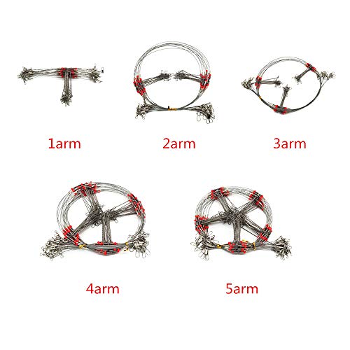 Senyubby Wire Trace Leader Rig Stainless Steel 1-5 Arms Fishing Rigs With Snap,High-Strength Fishing Leaders Saltwater-Perch Rigs For Fishing #TOP1