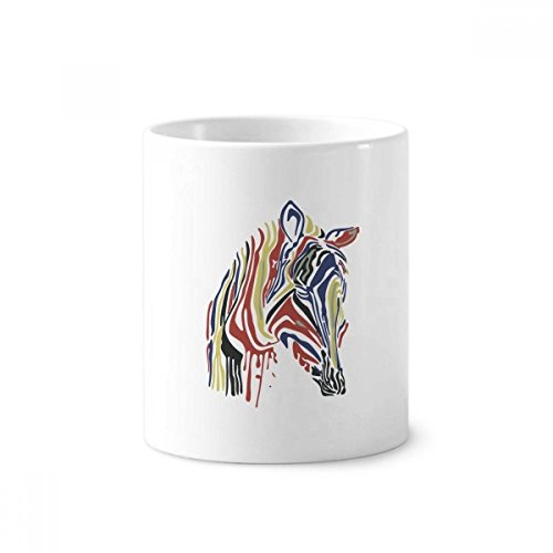 Tasse brosse à dents zèbre coloré pour ranger vos crayons en céramique blanche