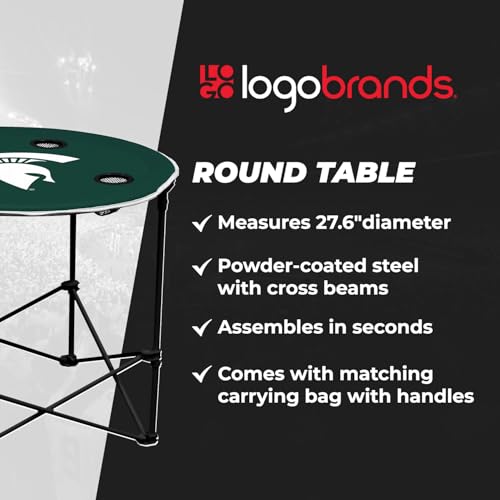image for Logo Brands NCAA Michigan State Spartans Round Tailgating Table – Po