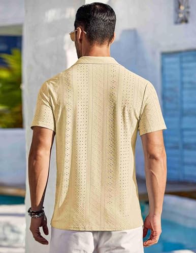 COOFANDY Mens Beach Shirt Short Sleeve Button Down Shirts Casual Cuban Collared Summer Vacation Tropical Shirts4