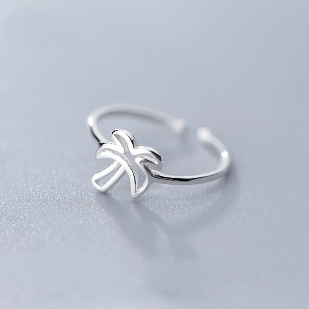 Anello In Argento Sterling 925,S925 Anello In Argento Sterling Con Albero Di Cocco Anelli Regolabili Piccolo Anello Aperto Fresco Argento Anello Per Il Pollice Anello Per L'Eternità Ciondolo Da Spo