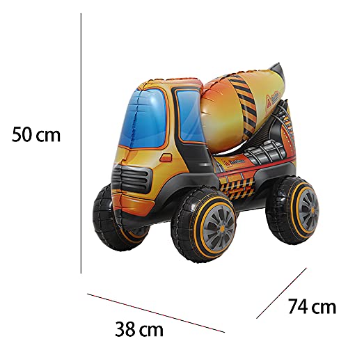 Self Standing 4D Aluminum Foil Balloon Toy Armed Forces Digger Engineering Vehicle Children Birthday Balloon Decoration Party Decoration (3D Mixer Truck) #TOP1