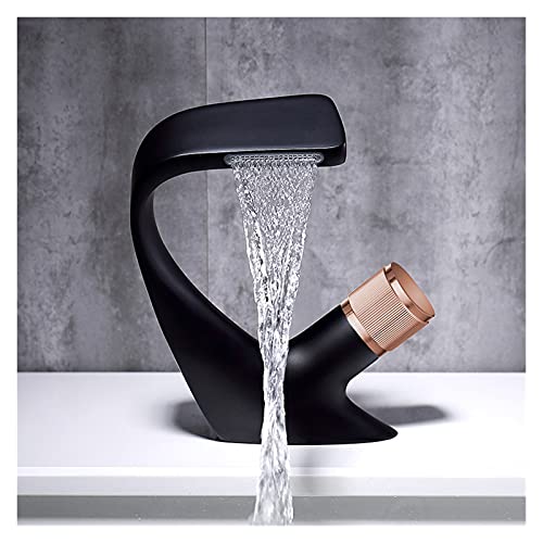 Wasserhahn Bad Wasserfall-Badezimmer-Basin-Wasserhahn, kreativer Single-Griff moderner Messing-Wasserfall-flacher Duckbill-Badezimmer-Waschbecken heiße kalte Wasser-Mischbatterie Waschtischarmatur Cover