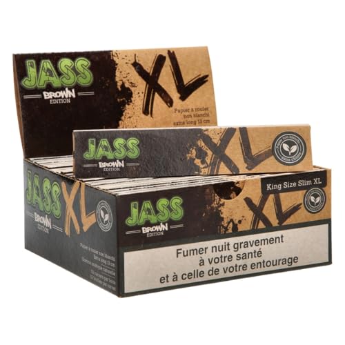 Feuilles à rouler JASS | Lot de 50 carnets King Size Slim (110 x 44 mm) | 1650 feuilles | Papier fin 13g/m² | Gomme arabique 100% naturelle | Combustion lente