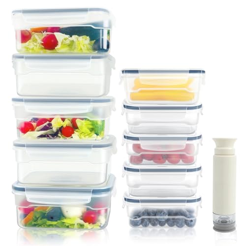 Frischhaltedosen mit Deckel Set, Auslaufsicher & Vakuum Behältern mit Pumpe, BPA Frei, Meal Prep...