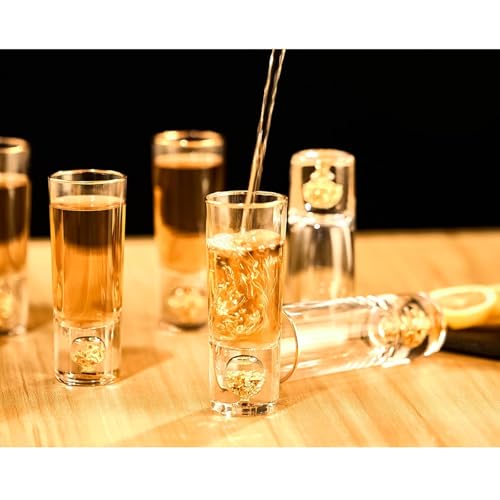 Image of DUJUST Cool Shot Glasses (2oz), Shot Glass Set Decorated with 24K Gold Leaf Flakes, ONE OF A KIND, Cool & Cute Shot Cups, BPA-Free & Lead-Free, Perfect for Decor & Collection, Gift Choices - 2 pcs