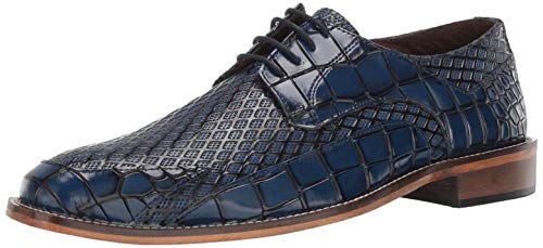 STACY ADAMS Men's Giansanti Croco-Rombo Print Lace-Up Oxford, Blue, 9.5 W US