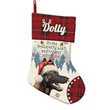 GABSHAIM Custom Belgian Malinois Dog Christmas Stockings Linen Checkered Hanging Stocking On The Naughty List and I Regret Nothing for Family Xmas Fireplace Decor, 1 Pack 14.4