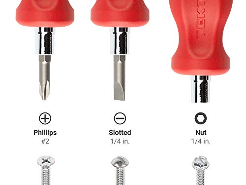 Tekton 3-In-1 Stubby Phillips/Slotted Driver (#2 X 1/4 In., Red) | Dmt17002 #TOP2