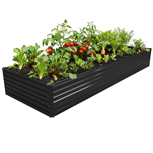 DIIYIV 12x4x1.5FT Galvanized Raised Garden Bed,Vegetable Boxes-Rectangle Metal Flower Box,Large Planter Raised Beds Outdoor Garden for Planting,Fruit,Herb-Black