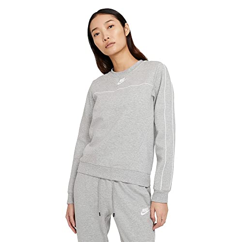 Nike Damen Sw Mlnm Essntl Langarmshirt, Dk Grey Heather/White, S EU
