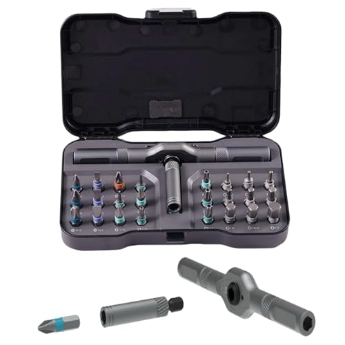 DIY Screwdriver 24 in 1, Magnetic Screwdriver Set with T Ratchet Handle,Multi Bit Magnetic Screwdrivers Sets, Multi-Purpose 24 in 1 Ratchet Wrench Screwdrivers S2 Magnetic Bit