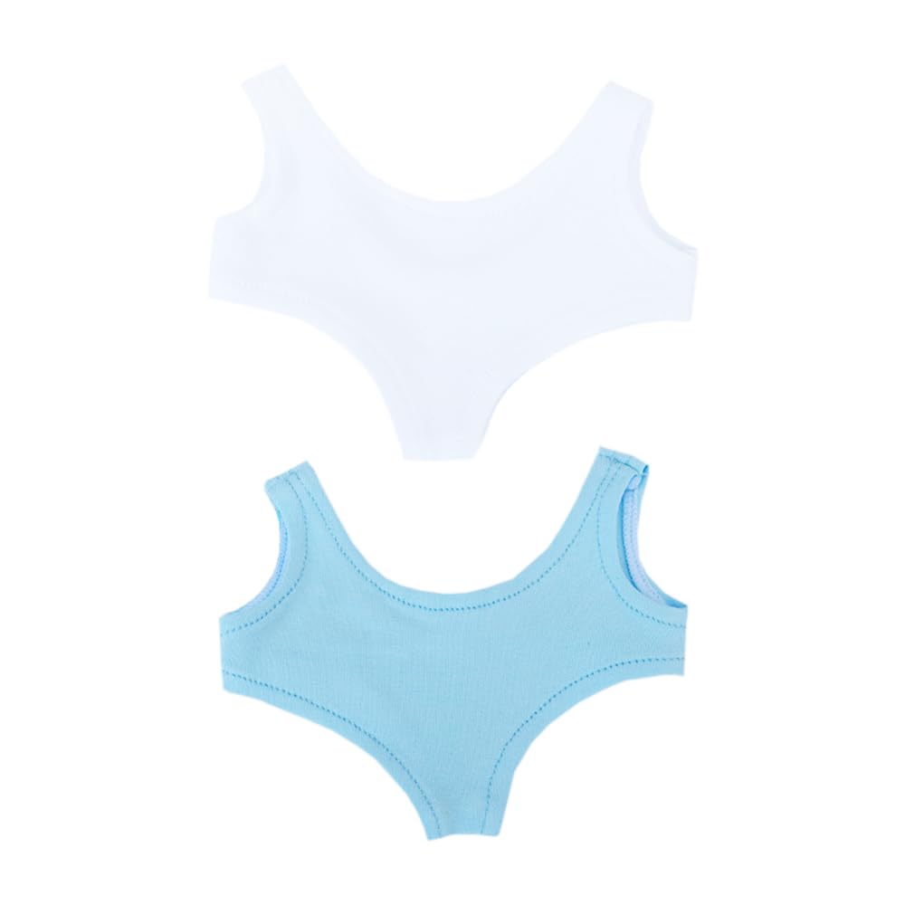 niannyyhouse 10cm 15cm-17cm 20cm Plush Doll Clothes Solid Color Swimsuit Dolls Dressup (White+Light Blue,, 10cm)