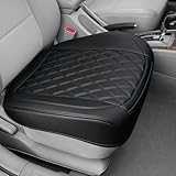 1 Pack Leather Front Car Seat Cover Bottom Car Seat, Anti-Slip and Full Wrap Driver Car Seat Protectors, Luxury Waterproof Bottom Auto Seat Cushion Pad Mat for Most Vehicles(Black)