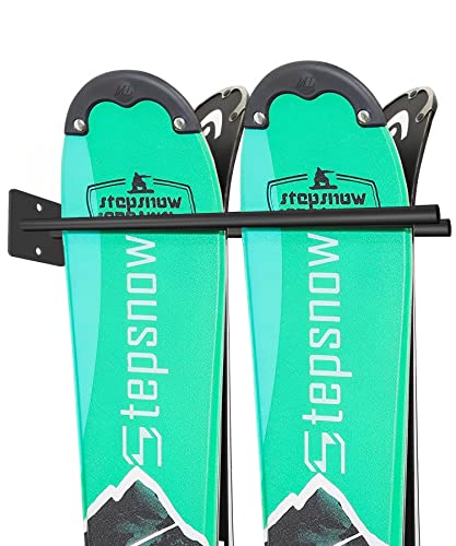 Wiphany Ski Storage Rack Hanger Indoor Snowboard Rack Wall Mount Storage Garage Skateboard Organizer Display Organization Wall Holder Hooks Holds 2 Pairs Heavy Duty Metal Hold Up To 150Lbs #TOP3
