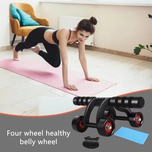Ab Wheel Roller z piankową podkładką na kolana i drążkiem push-up, sprzęt do treningu siłowego do ćwiczeń podstawowych i fitness