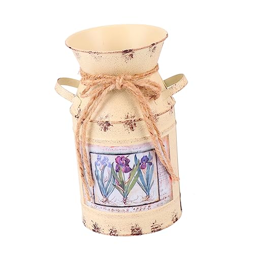 Yardwe 2 Piezas Cubos De Plantas Jarra De Leche Antigua Metal Rustico Puede Florero Jarrón De Granja Lata Francesa Cubo De Planta De Metal Florero Suculento Francés Hoja De Hierro