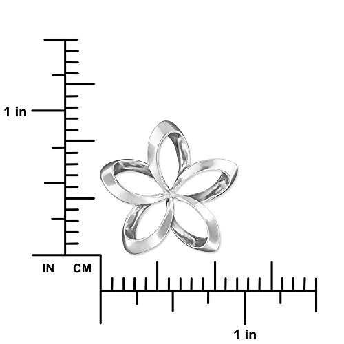 Sterling Silver 24Mm Open Plumeria Pendant Necklace, 16+2" Extender #TOP2