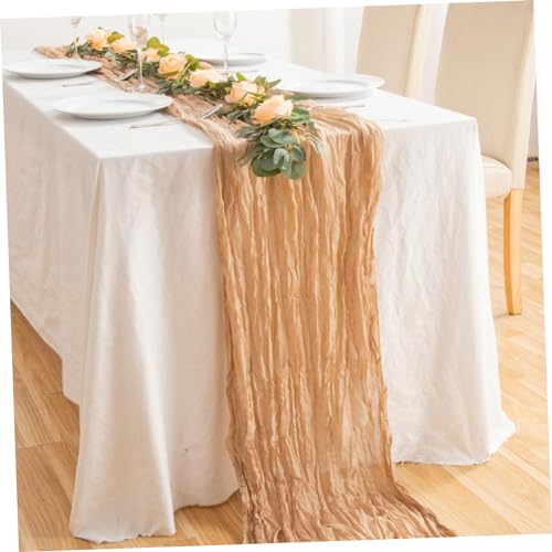 Caminos de mesa rústicos de gasa para bodas boho y decoración elegante 4