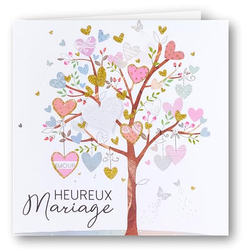 Editions Cely Carte Félicitations MARIAGE - création originale 15x15 cm, enveloppe incluse - qualité Premium (CP007)
