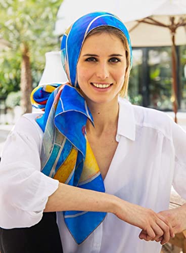 Foulard extra large en soie bleu pour sublimer vos tenues chic