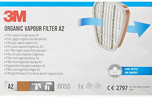 3M Mehrweg-Halbmaske 6300L (Maskenkörper ohne Filter), Größe L, Atemschutz, 1 Stück & 6055PRO1 Filter gegen organische Dämpfe A2
