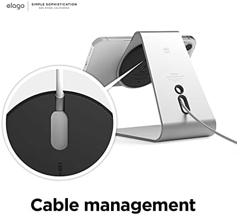 elago MS4 Stojak do ładowania współpracujący z ładowarką MagSafe, silikonowy, klasy premium, do iPhonea 15, 14, 13, 12, ładowarka nie jest dołączona, srebrny