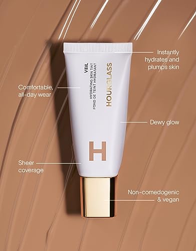Hourglass Cosmetics Hourglass Veil Hydrating Skin Tint, Dewy Tinted Moisturizer, Makeup and Skincare Benefits, Lightweight, Buildable Coverage, Vegan, Cruelty-Free Hourglass Skin Tint for Radiant, Natural Glow