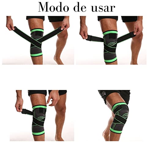 Joelheira de Compressão Esportiva Elástica Corrida Bike Futebol com Bandagem Cinza (VERDE, M)