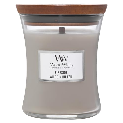 Woodwick Vela Perfumada con Mecha Crepitante, Vela Mini Hourglass Fireside, Hasta 20 Horas de Duración, Regalo para Mujeres