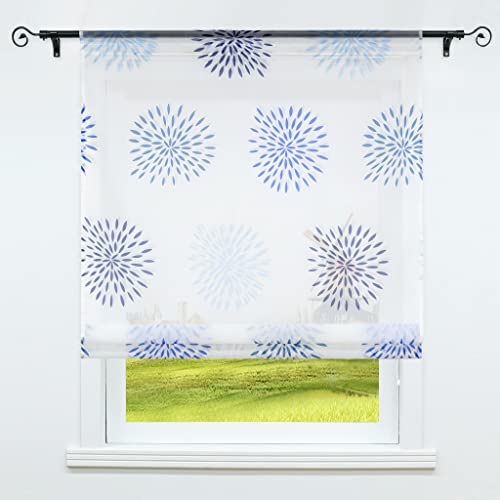 CORLIF Küche Raffrollo mit Tunnelzug Bändchenrollo Voile Gardinen...