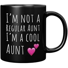 Panvola Im Not A Regular Aunt Im A Cool Aunt Gifts Mothers Day From Niece Nephew Sister Brother Husband Boyfriend New Tia Ceramic Coffee Mug Black, 11 oz