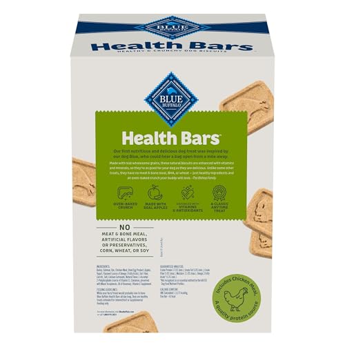Image of Blue Buffalo Health Bars Crunchy Dog Biscuits, Oven-Baked with Natural Ingredients, Apples & Yogurt, 3.5-lbs Box (Pack of 3)